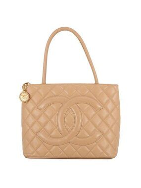 Chanel Tote Medallion CC Logo Quilted Caviar Leather
